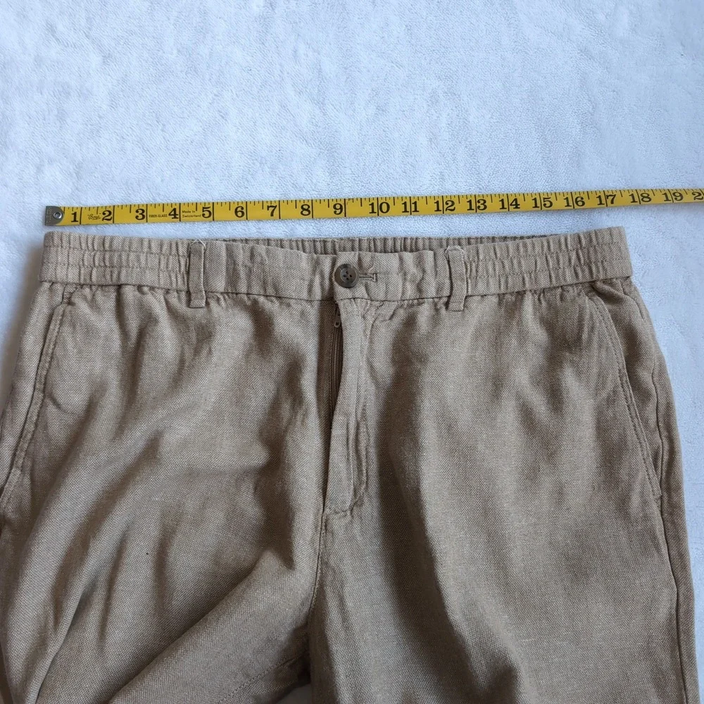 Banana Republic Pants Men 36x32* Tan Linen Cotton Blend Athletic Fit Lightweight